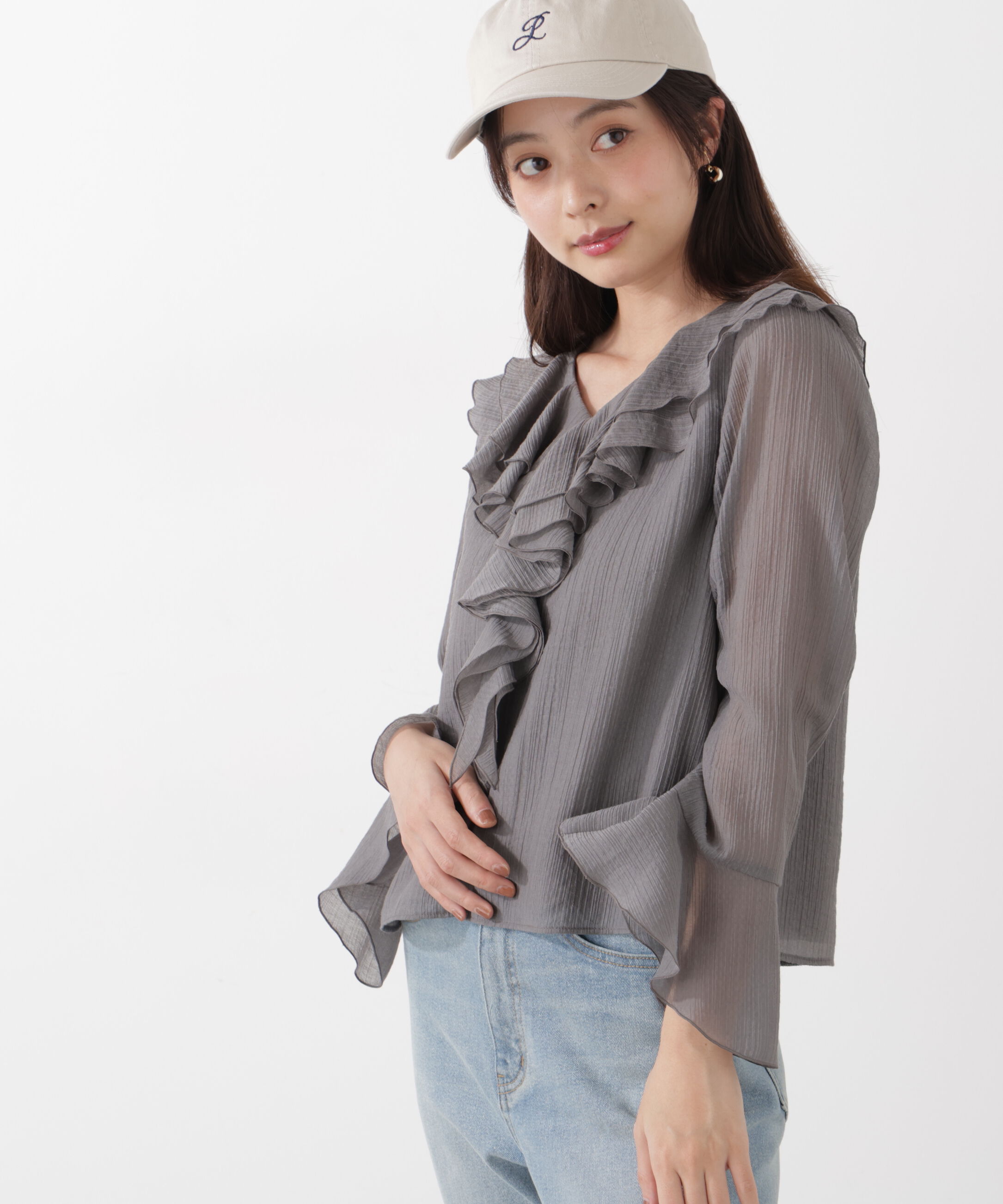 PROPORTION BODY DRESSING「シアー楊柳ラッフルブラウス　26SS」|シャツ・ブラウス|
