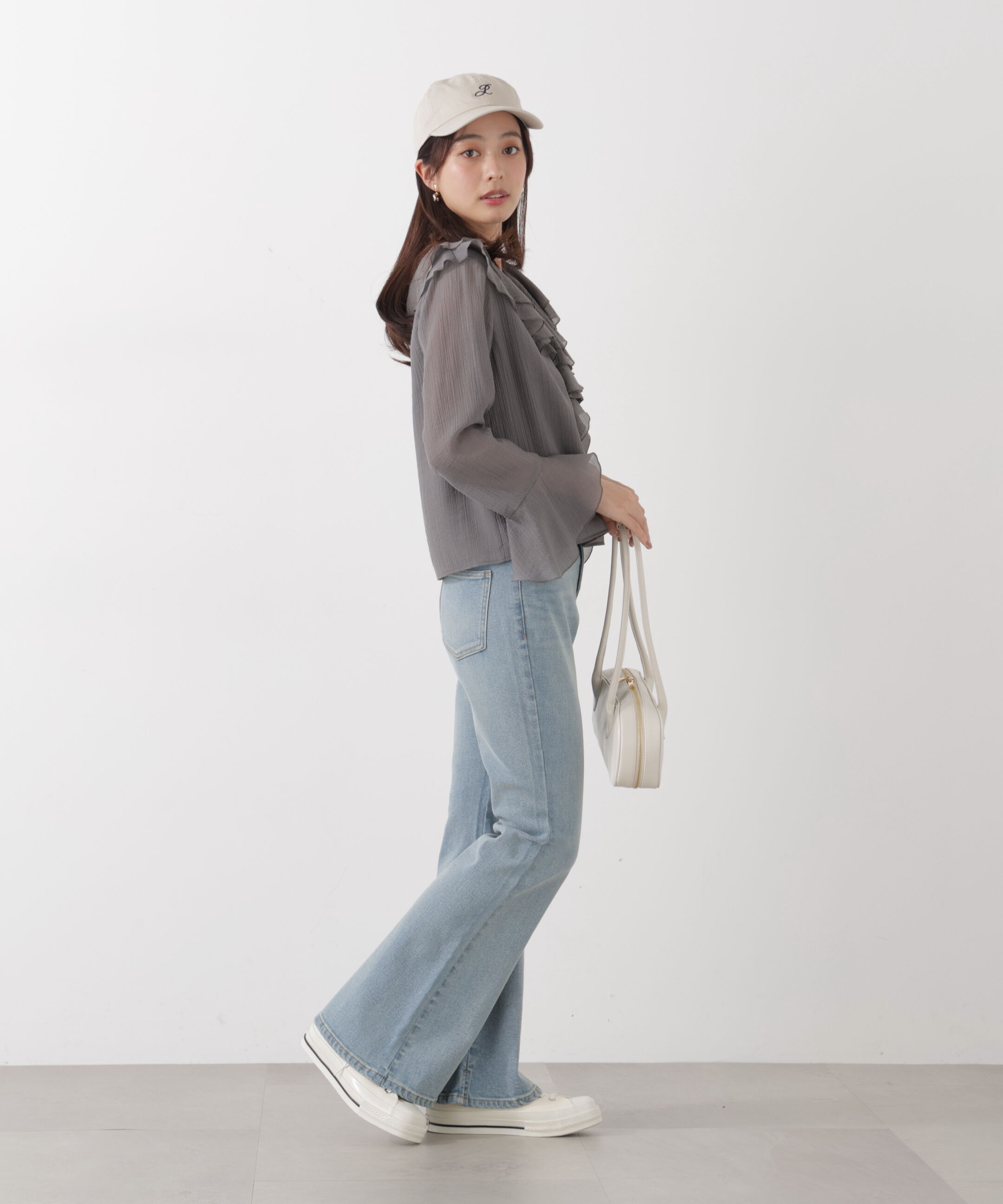 PROPORTION BODY DRESSING「シアー楊柳ラッフルブラウス　26SS」|シャツ・ブラウス|