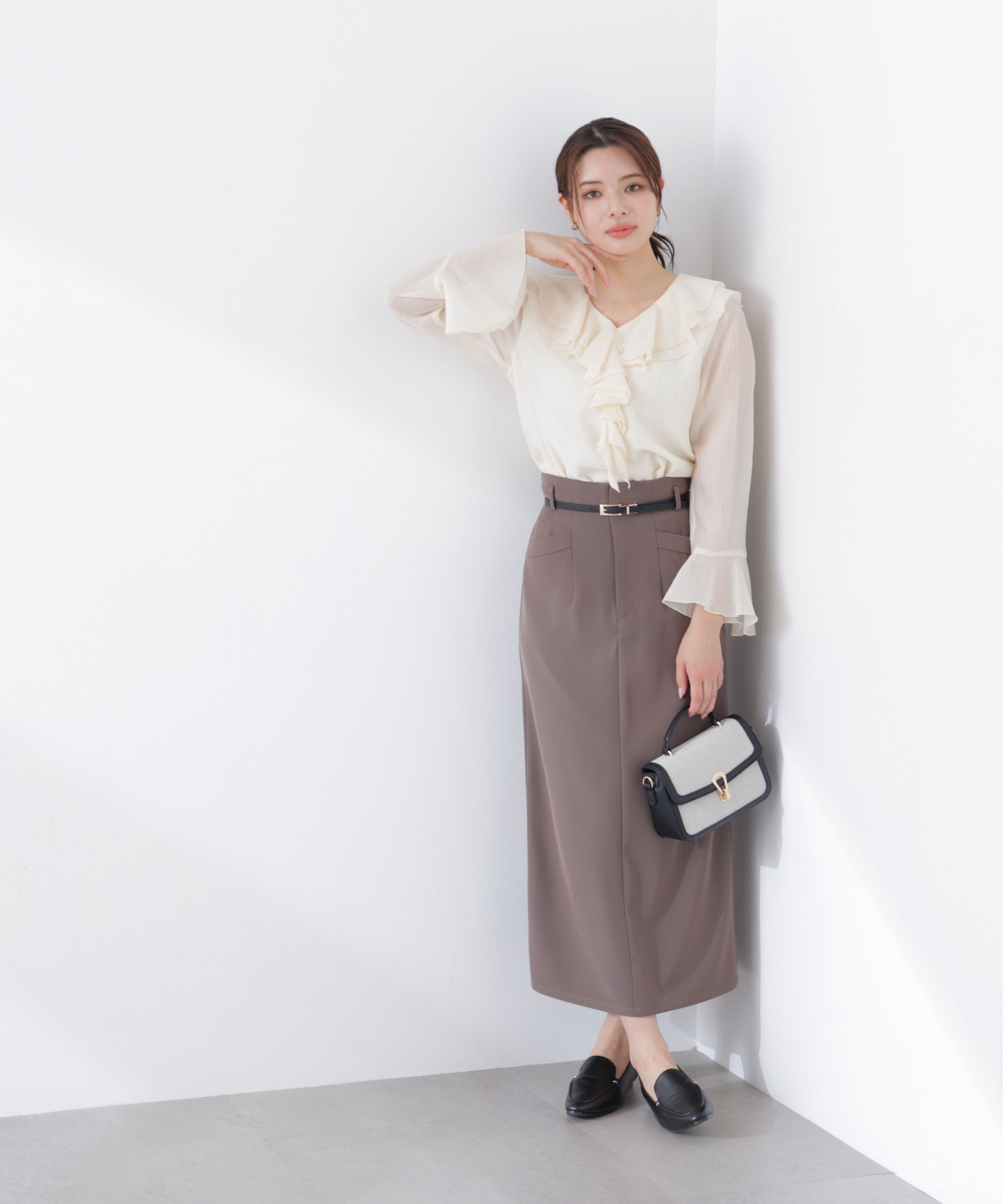 PROPORTION BODY DRESSING「シアー楊柳ラッフルブラウス　26SS」|シャツ・ブラウス|