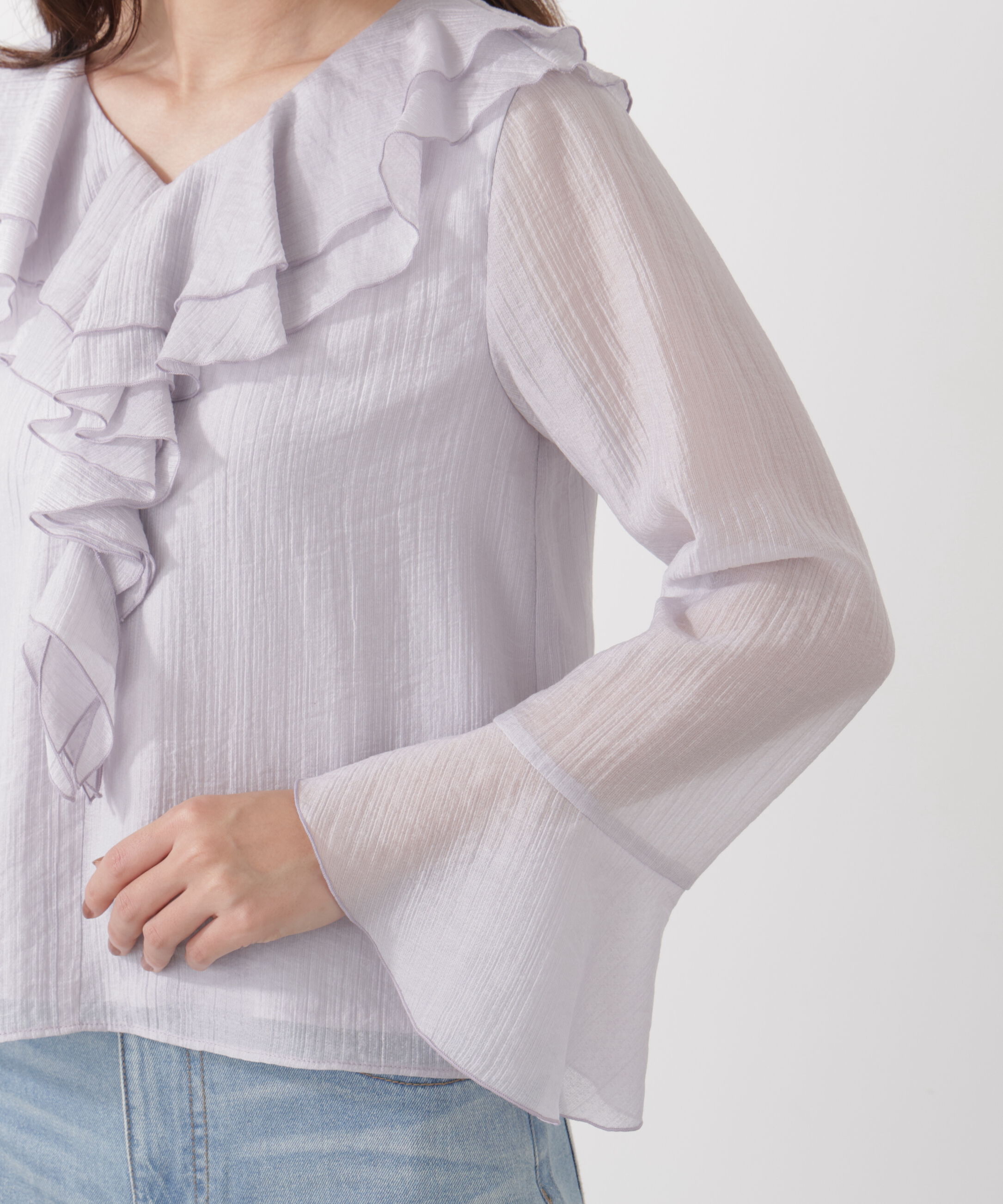 PROPORTION BODY DRESSING「シアー楊柳ラッフルブラウス　26SS」|シャツ・ブラウス|