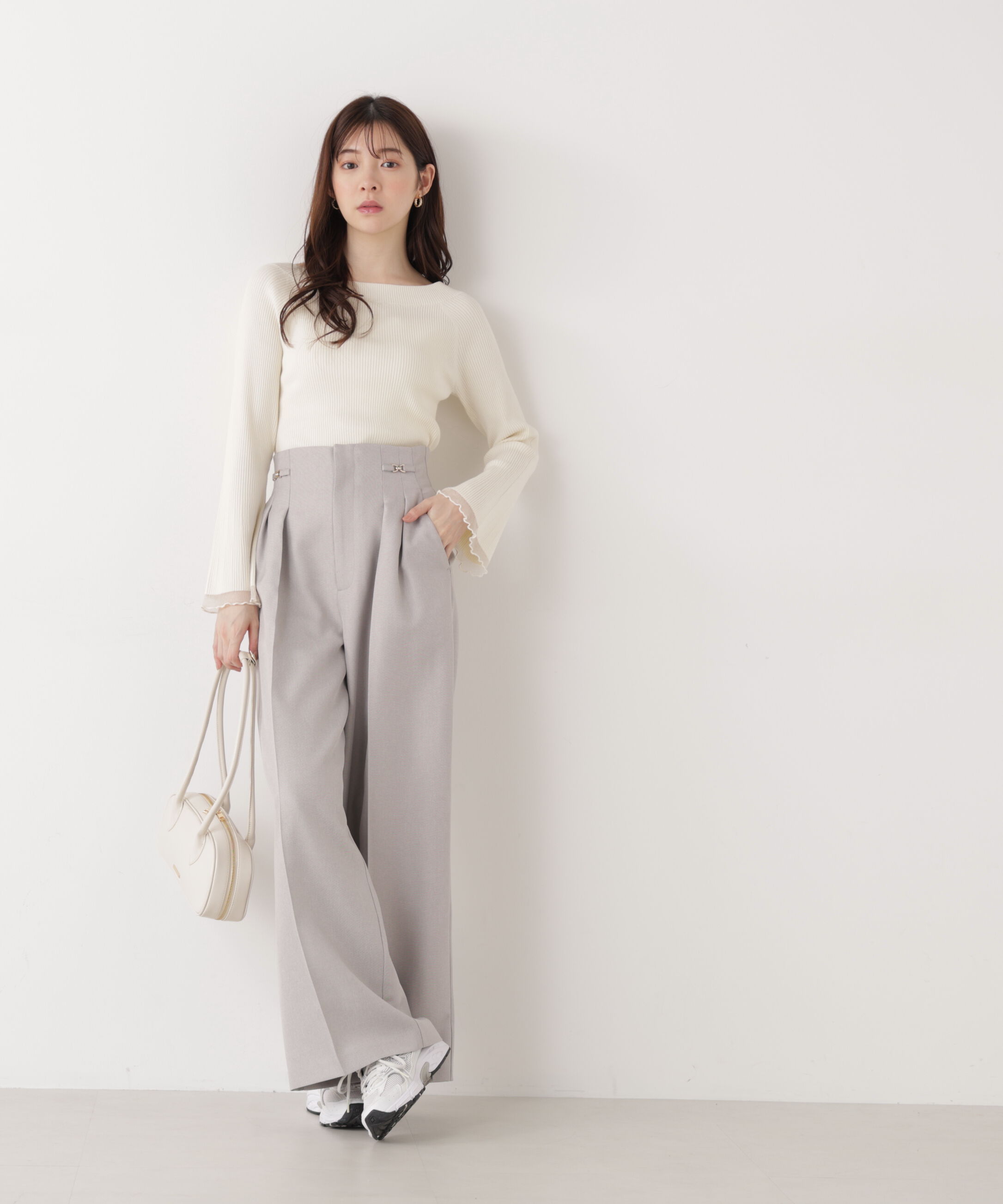 PROPORTION BODY DRESSING「シアー切り替えボートネックニット　26SS」|ニット・セーター|