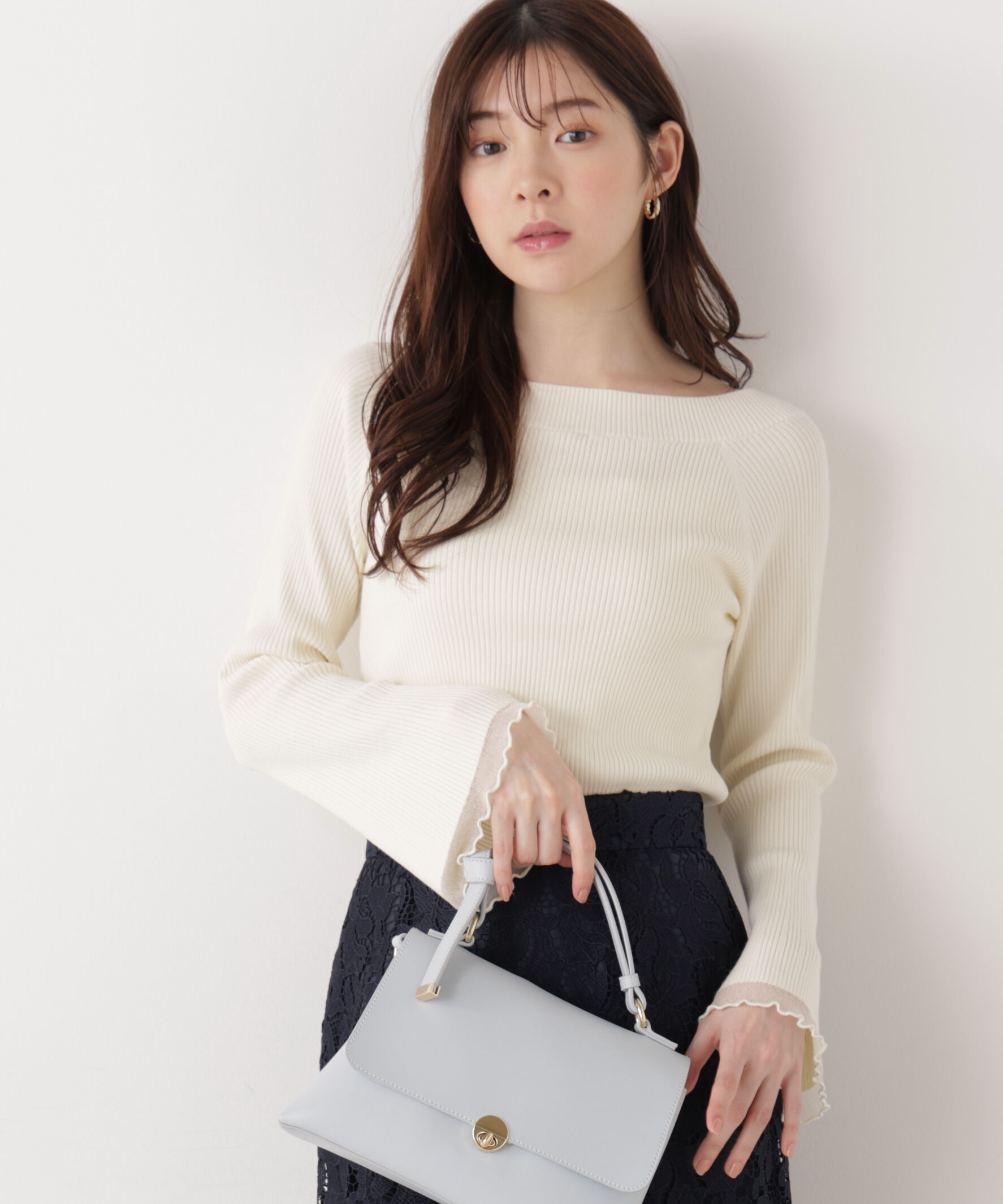 PROPORTION BODY DRESSING「シアー切り替えボートネックニット　26SS」|ニット・セーター|