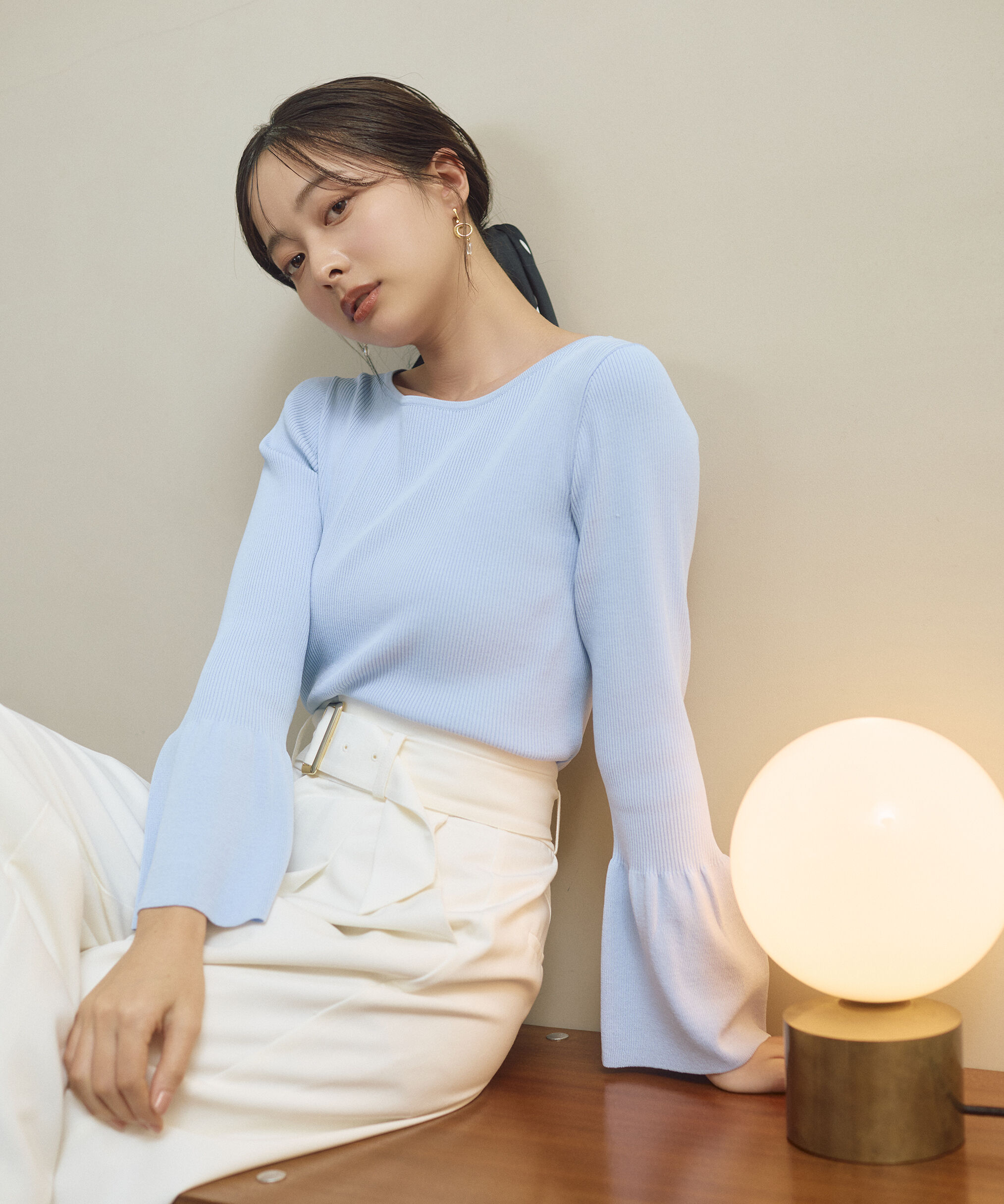 PROPORTION BODY DRESSING「フォルムスリーブニット　26SS」|ニット・セーター|ブルー