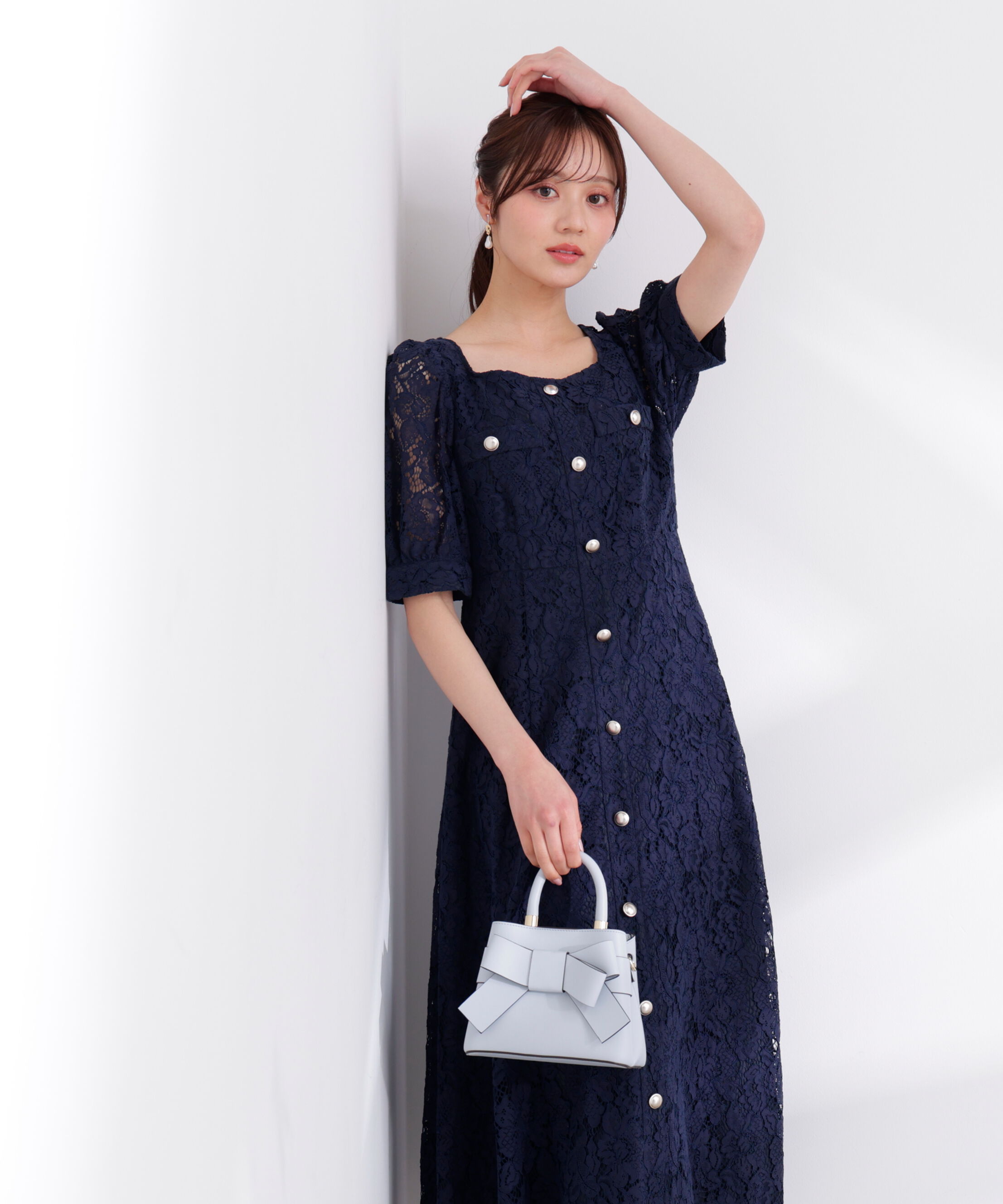 PROPORTION BODY DRESSING「フロントボタンレースワンピース 26SS」|ワンピース|
