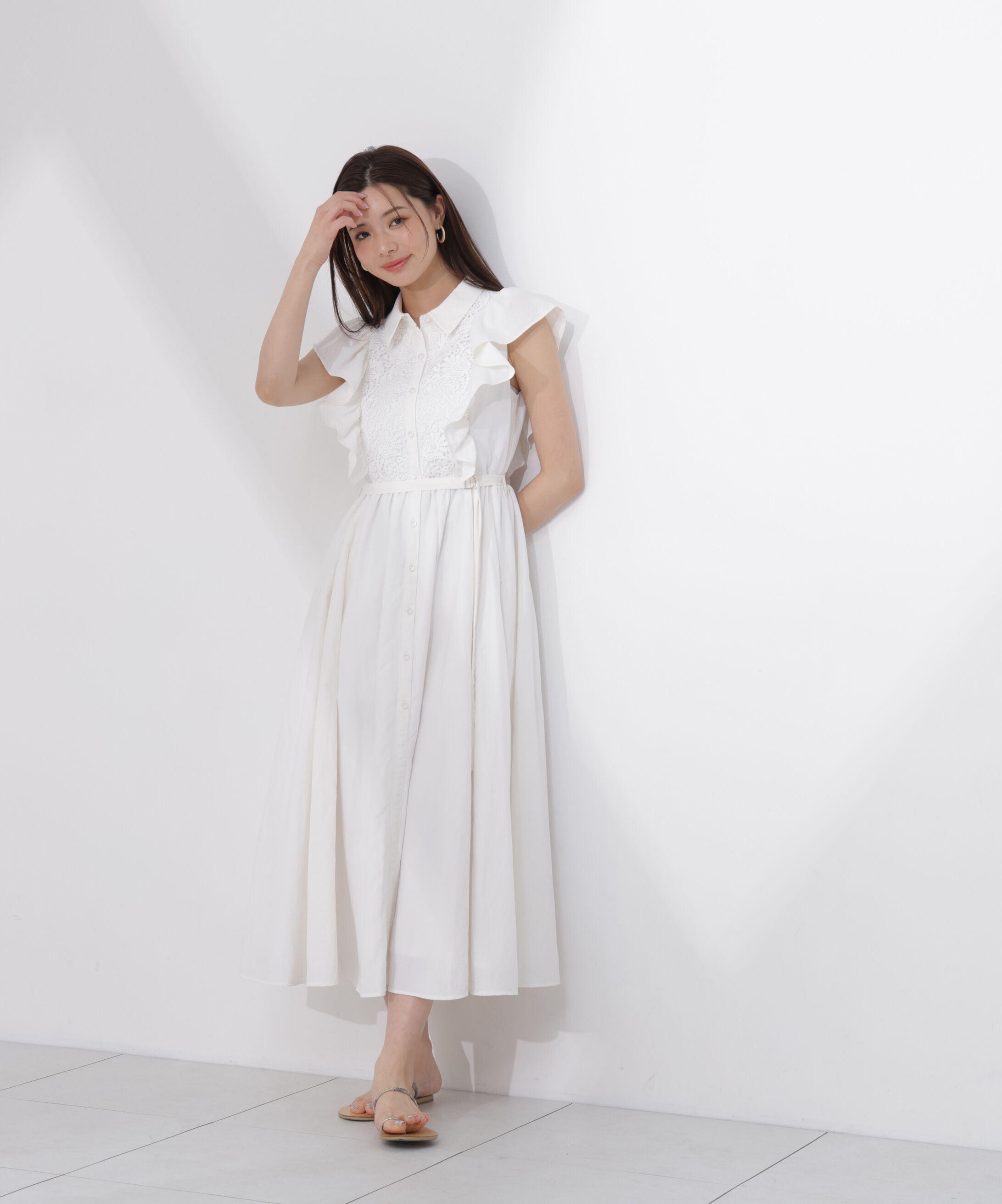 PROPORTION BODY DRESSING「＜中川紅葉さん着用＞フロントレースシャツワンピース」|ワンピース|