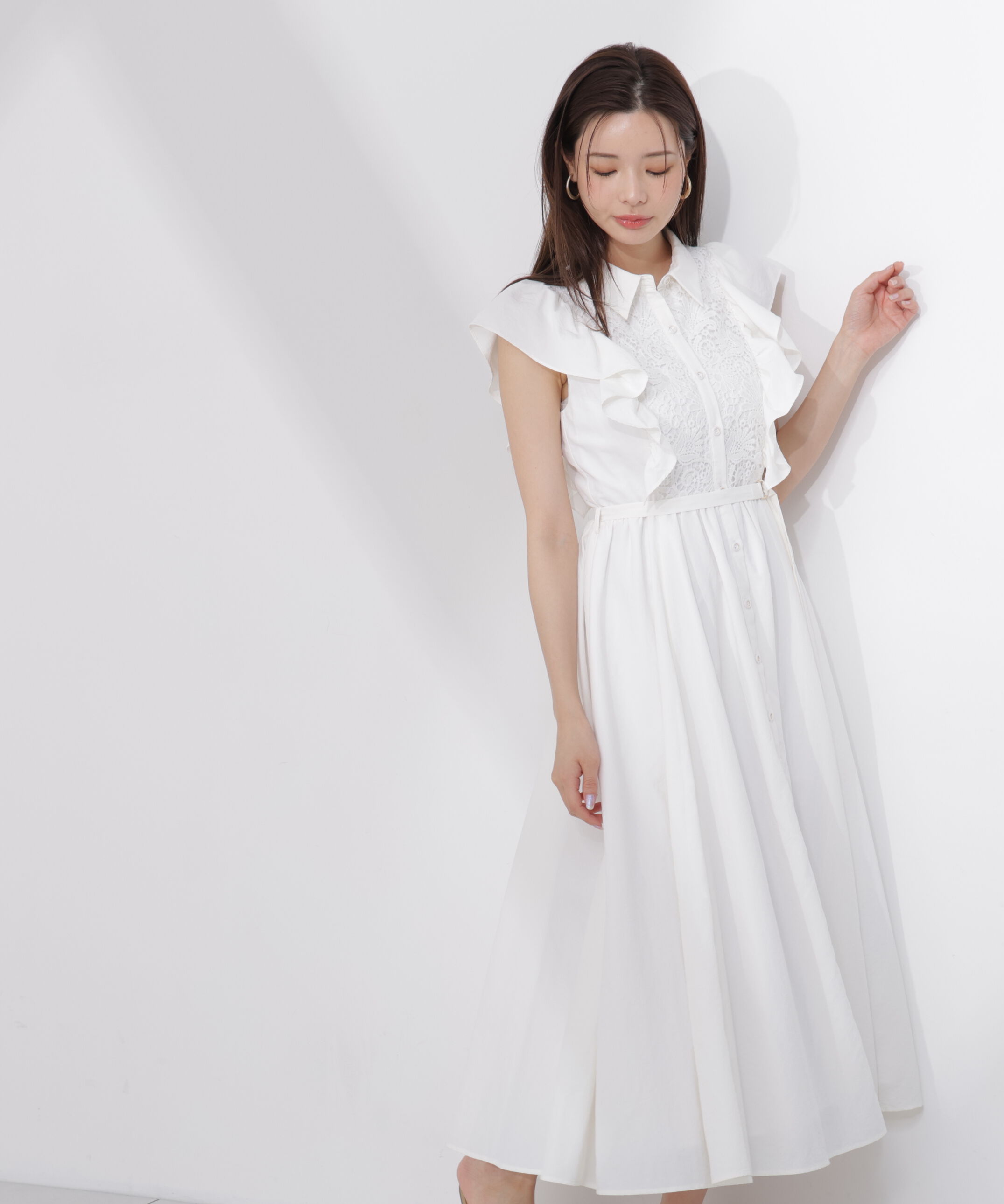 PROPORTION BODY DRESSING「＜中川紅葉さん着用＞フロントレースシャツワンピース」|ワンピース|