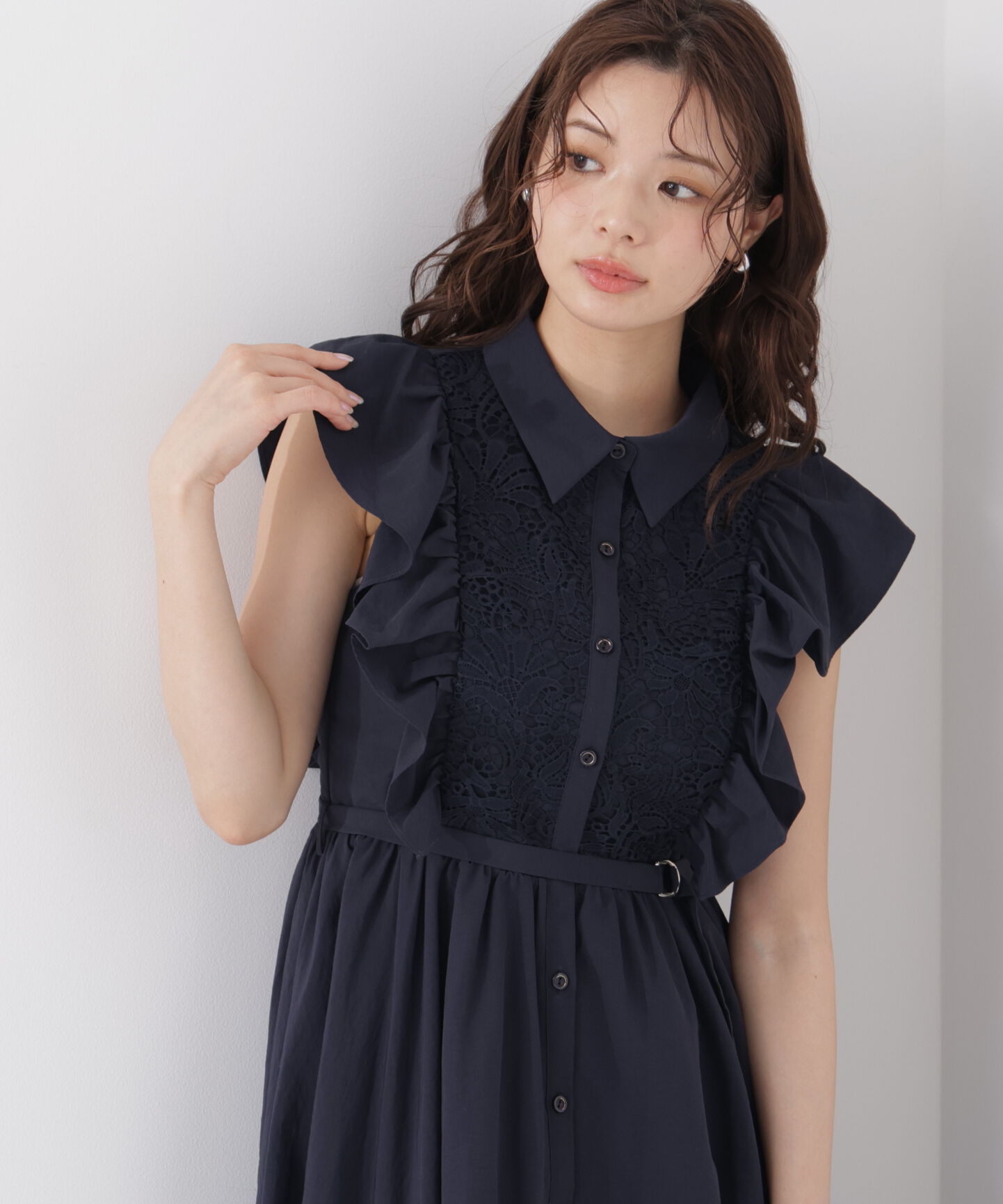 PROPORTION BODY DRESSING「＜中川紅葉さん着用＞フロントレースシャツワンピース」|ワンピース|