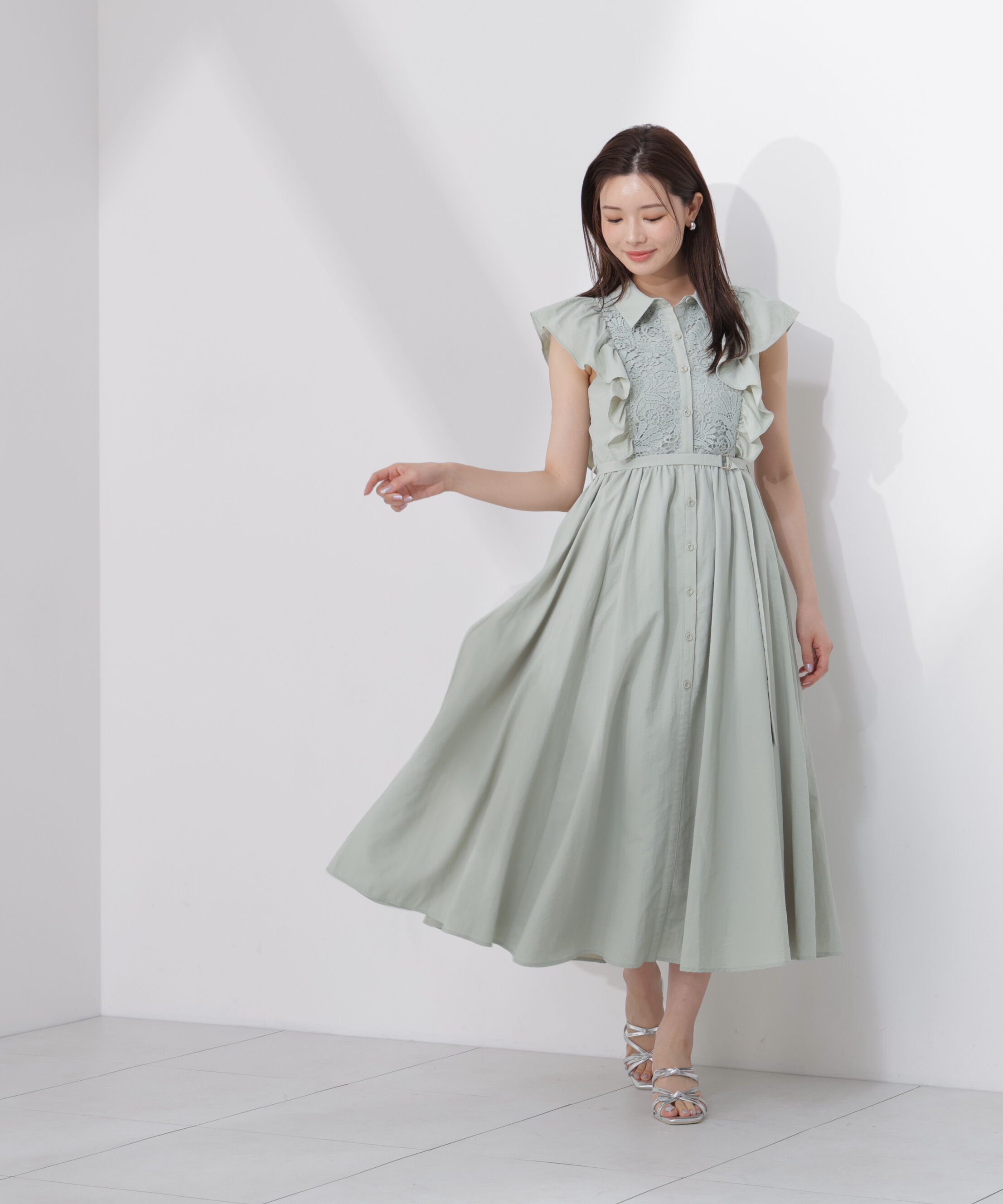 PROPORTION BODY DRESSING「＜中川紅葉さん着用＞フロントレースシャツワンピース」|ワンピース|