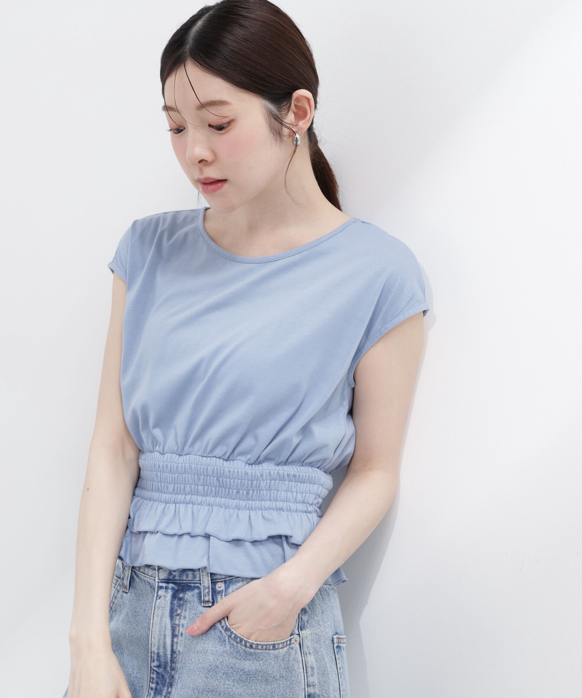 PROPORTION BODY DRESSING「ウエストギャザーカットトップス」|Tシャツ・カットソー|