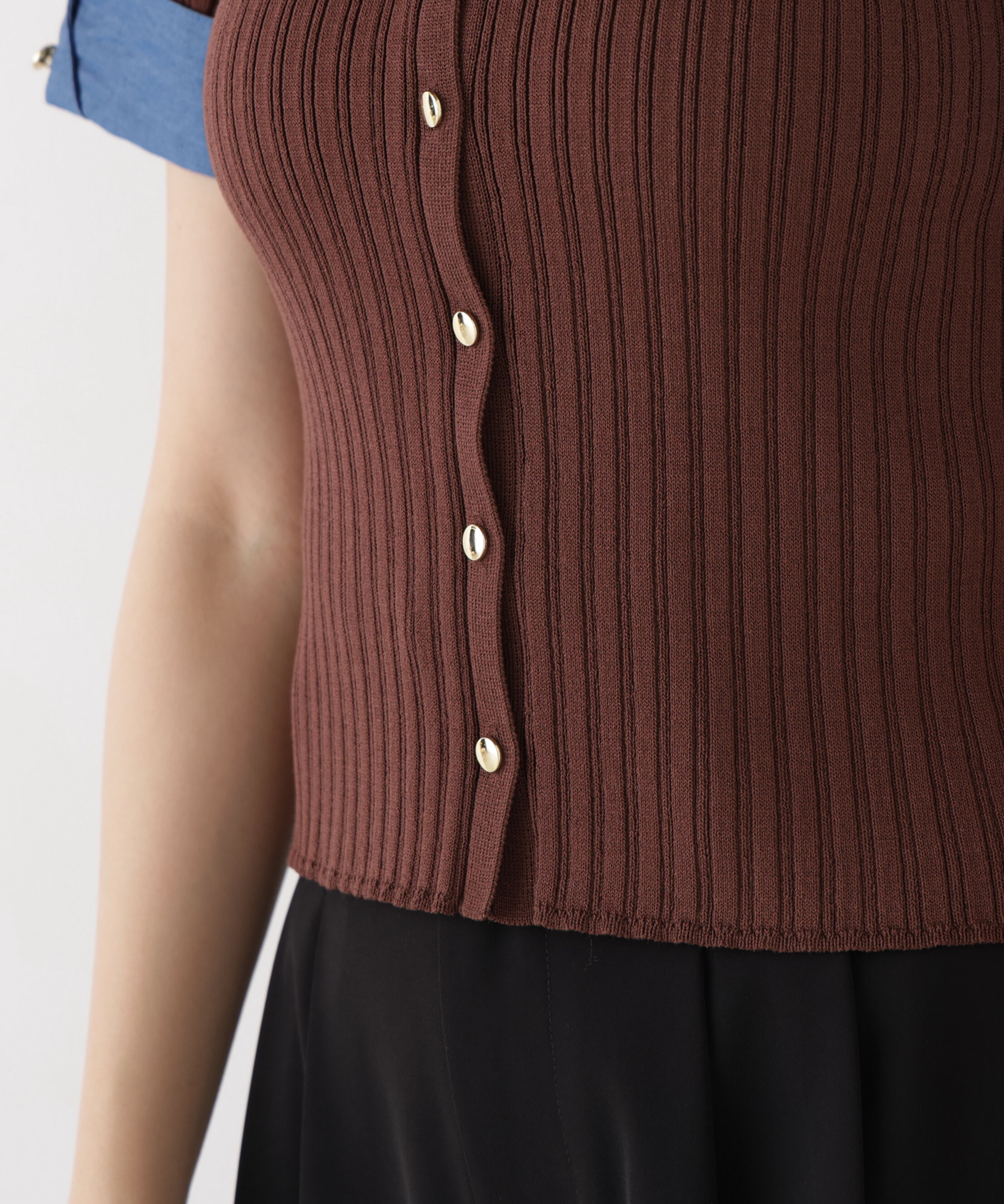 PROPORTION BODY DRESSING「＜a/mie＞デニムカラーリブニット」|カーディガン|