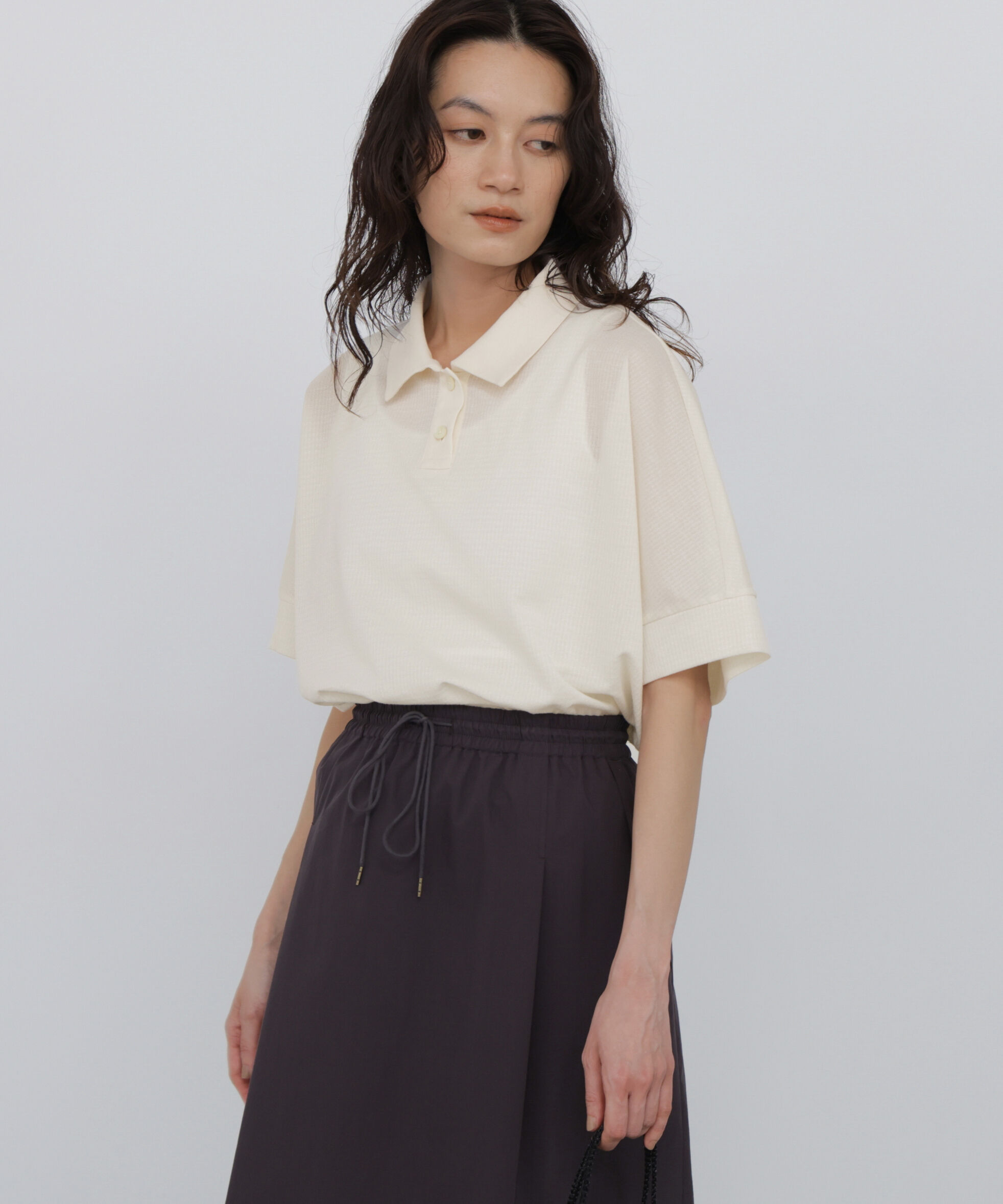  「◆《接触冷感》 フィンリーチェック衿付きカットソー」|Tシャツ・カットソー|