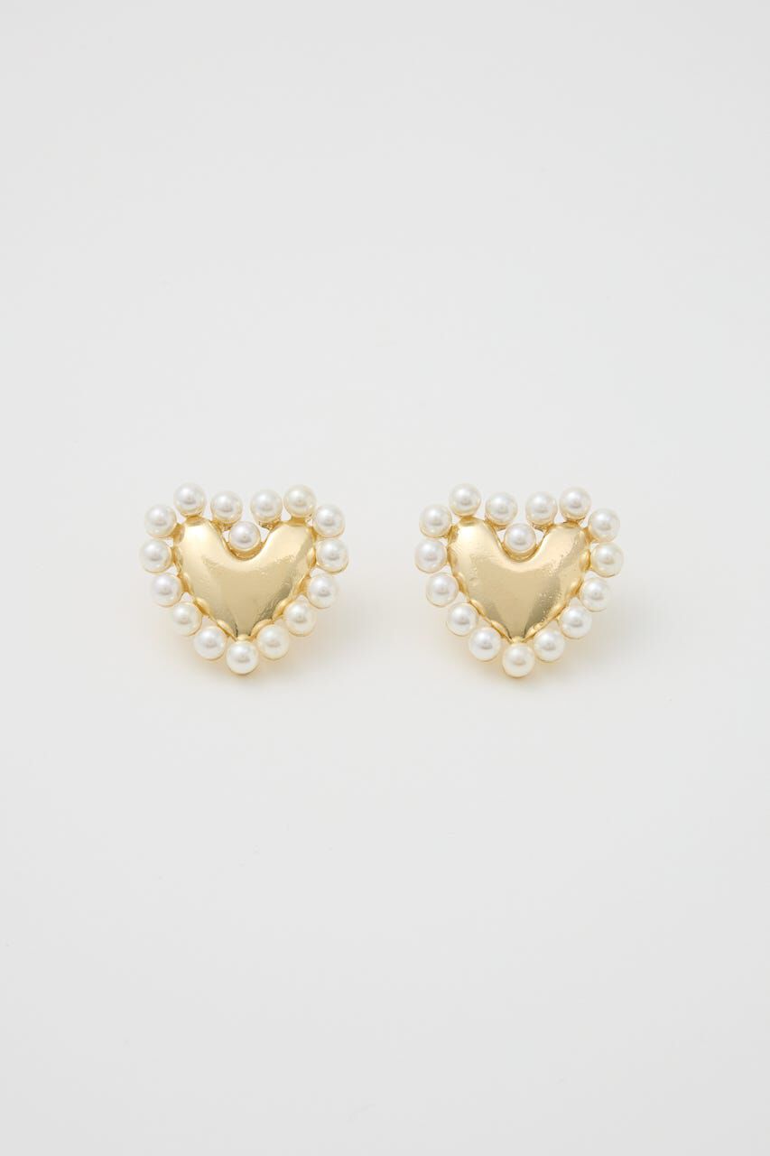 RODEO CROWNS「フェイクパールフレームハートピアス」|ピアス|GLD