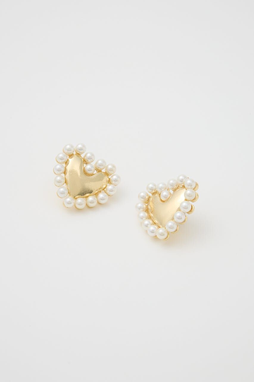 RODEO CROWNS「フェイクパールフレームハートピアス」|ピアス|
