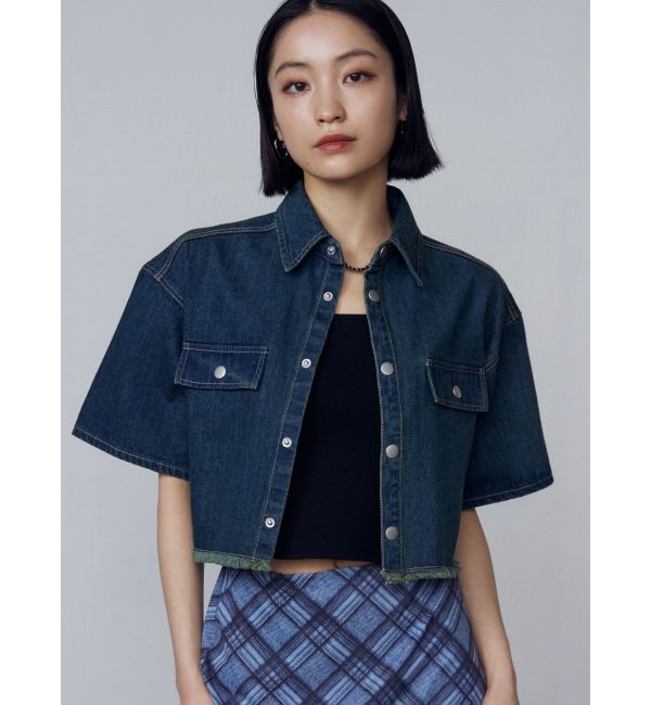 EMODA「カットショートデニムシャツ」|シャツ・ブラウス|インディゴ