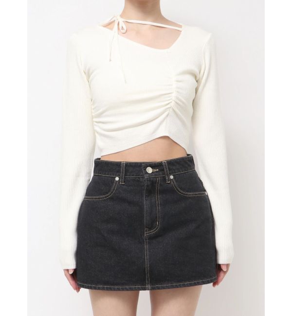 EMODA「CHOKER GATHER LONG SLEEVE KNIT」|ニット・セーター|