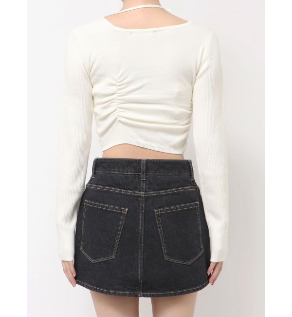 EMODA「CHOKER GATHER LONG SLEEVE KNIT」|ニット・セーター|