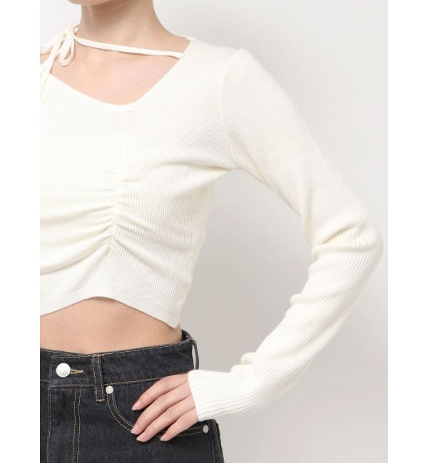EMODA「CHOKER GATHER LONG SLEEVE KNIT」|ニット・セーター|