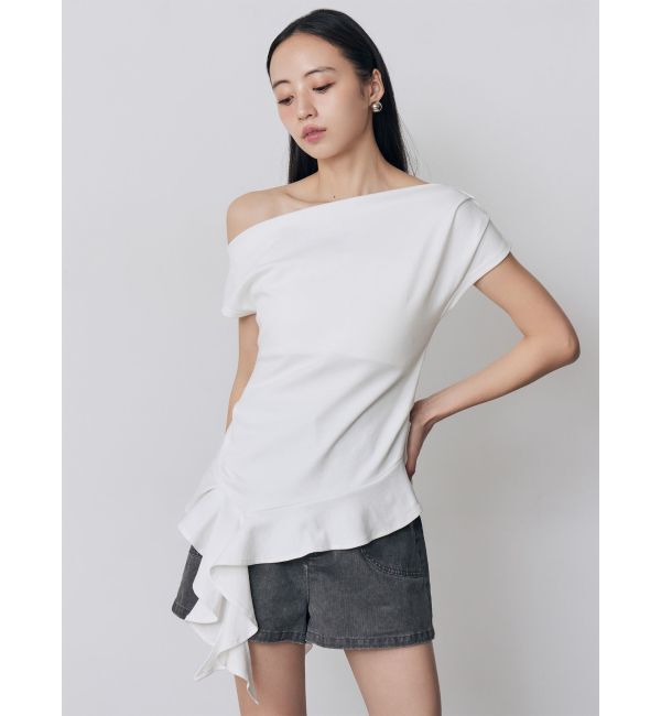 MURUA「ラッフルヘムワンショルトップス」|Tシャツ・カットソー|
