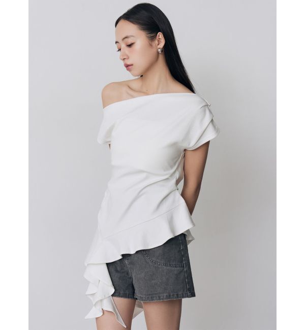MURUA「ラッフルヘムワンショルトップス」|Tシャツ・カットソー|