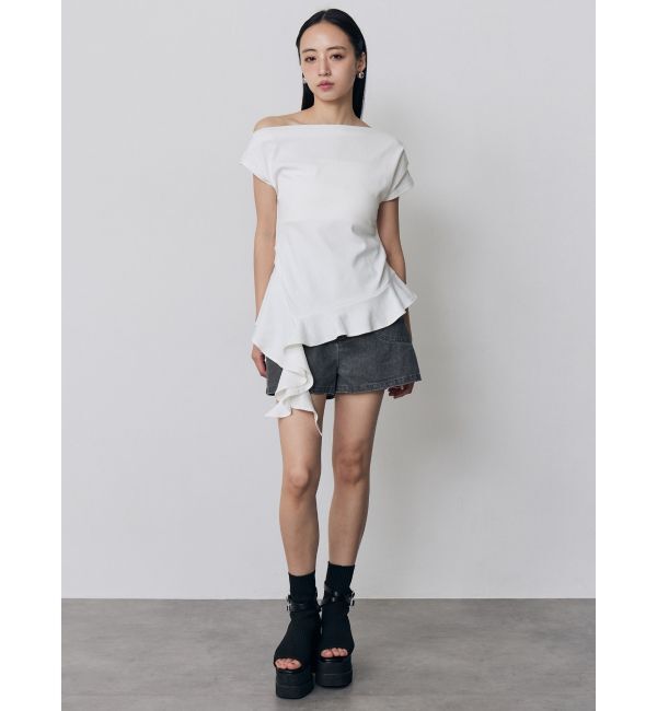 MURUA「ラッフルヘムワンショルトップス」|Tシャツ・カットソー|