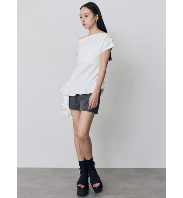 MURUA「ラッフルヘムワンショルトップス」|Tシャツ・カットソー|