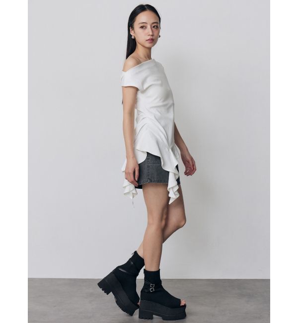 MURUA「ラッフルヘムワンショルトップス」|Tシャツ・カットソー|