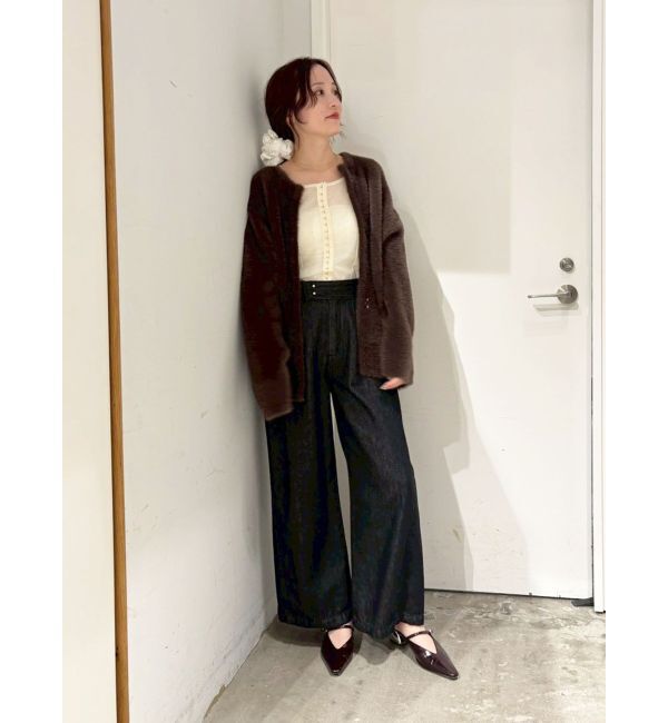 LAGUNAMOON「ベルテッドルーズワイドデニムパンツ」|デニム|