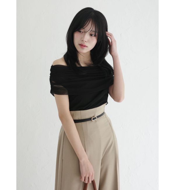 LAGUNAMOON「オフショルチュールトップス」|Tシャツ・カットソー|ブラック