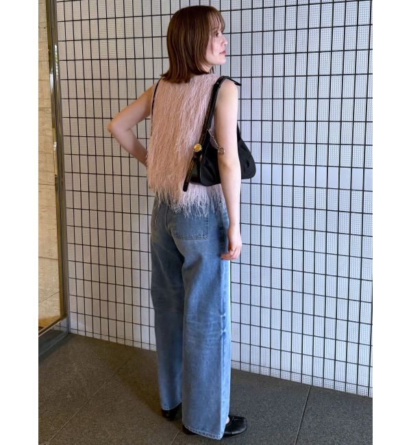 LAGUNAMOON「フェザーVネックリボントップス」|Tシャツ・カットソー|