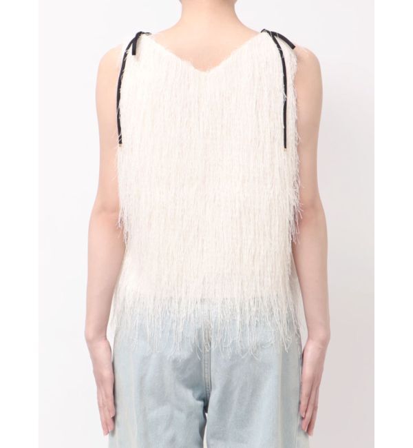 LAGUNAMOON「フェザーVネックリボントップス」|Tシャツ・カットソー|