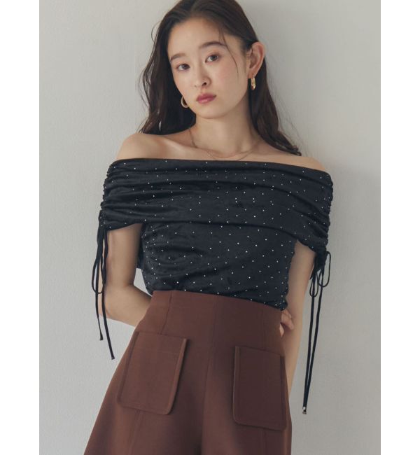 LAGUNAMOON「テキタイルオフショルドロストトップス」|Tシャツ・カットソー|
