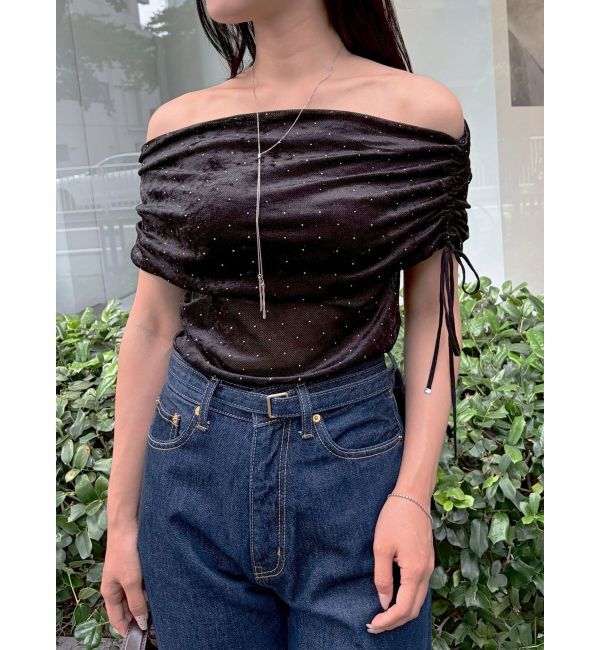 LAGUNAMOON「テキタイルオフショルドロストトップス」|Tシャツ・カットソー|