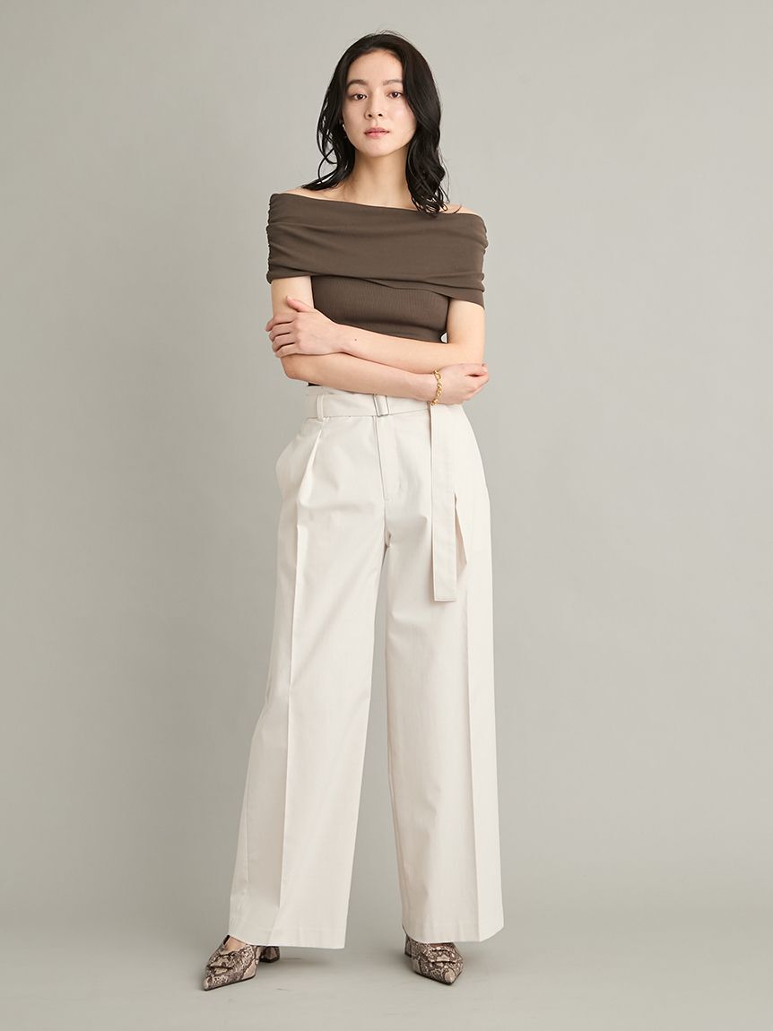 Mila Owen「【MILA PANTS】【UVカット】マルチファンクションセミワイドタックパンツ」|チノ|