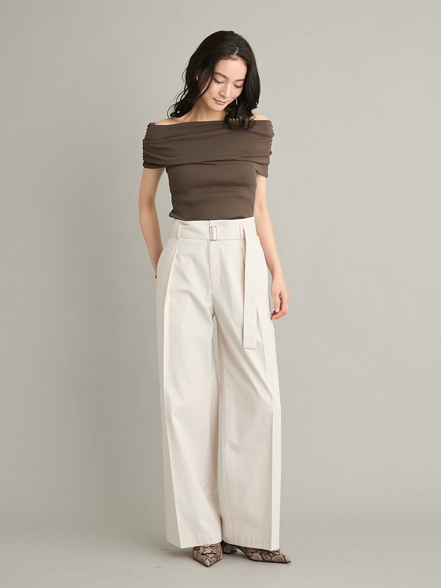 Mila Owen「【MILA PANTS】【UVカット】マルチファンクションセミワイドタックパンツ」|チノ|