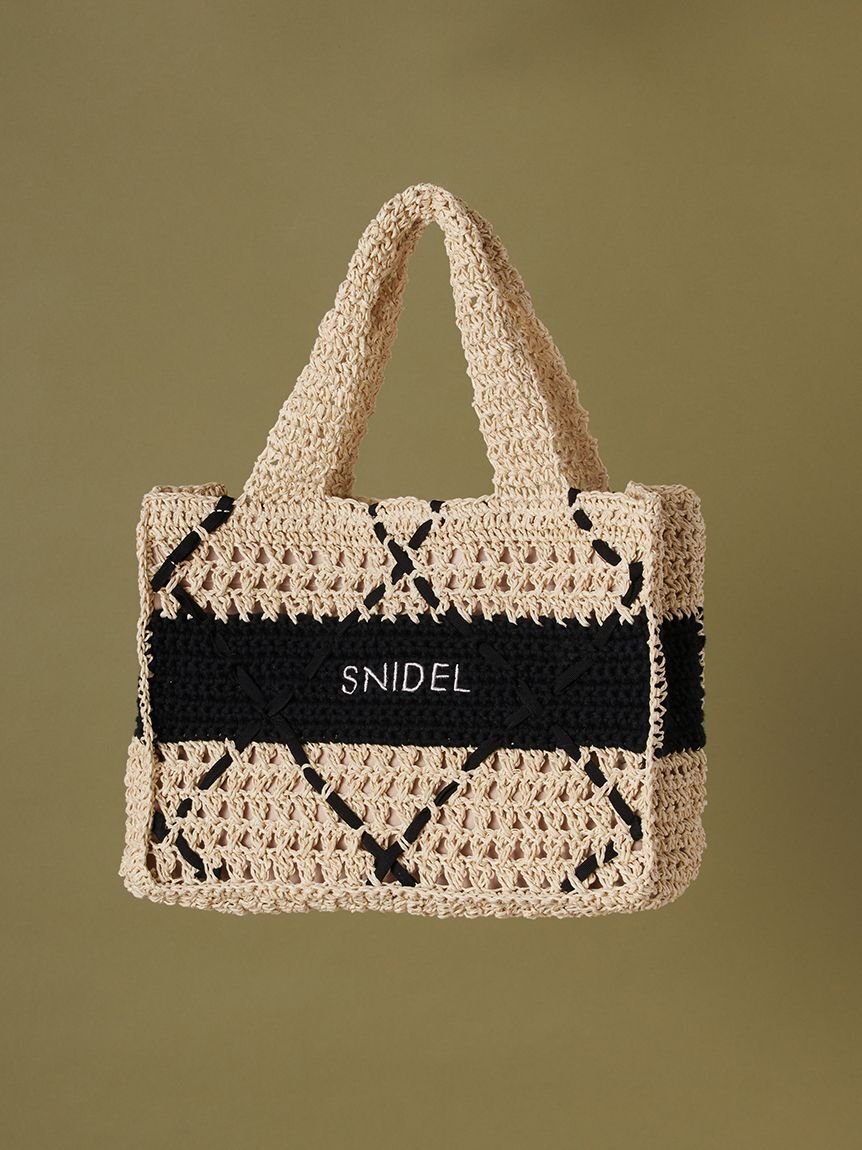 SNIDEL「ペーパークロシェトート」|トートバッグ|BLK