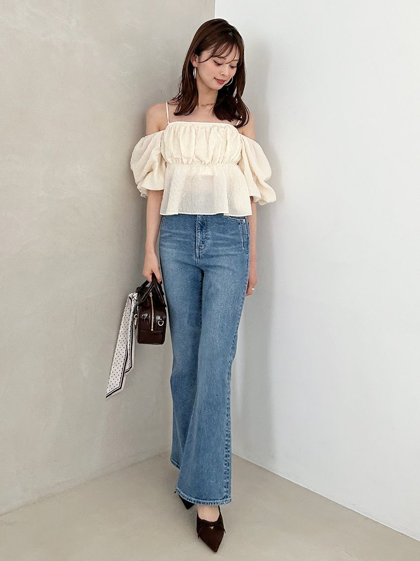 SNIDEL「【STYLE UP PANTS】フレアパンツ」|デニム|