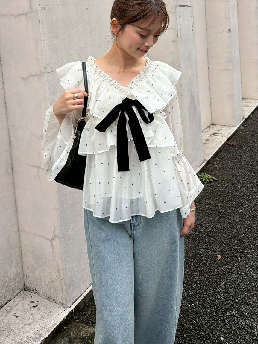 SNIDEL「デザインワイドパンツ」|デニム|