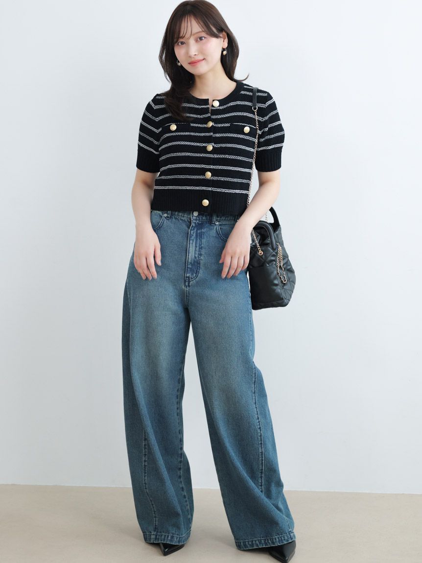 SNIDEL「デザインワイドパンツ」|デニム|