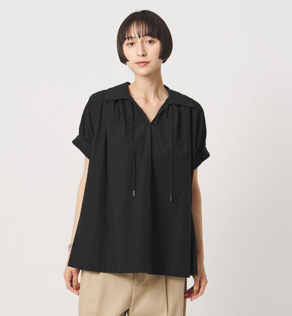 UNITED ARROWS「テントライン スキッパー ブラウス ‐ウォッシャブル‐」|シャツ・ブラウス|BLACK