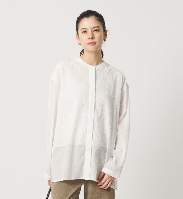 BEAUTY&YOUTH UNITED ARROWS「コットンクレープ ビーズ エンブロイダリー シャツ」|シャツ・ブラウス|