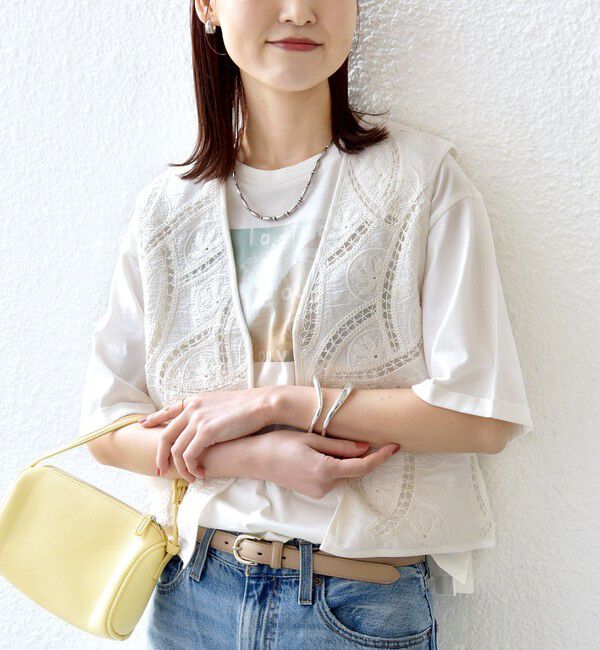 SHIPS for women「〈手洗い可能〉オープン ワーク レース 刺繍 ベスト」|ベスト・ジレ|
