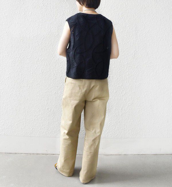 SHIPS for women「〈手洗い可能〉オープン ワーク レース 刺繍 ベスト」|ベスト・ジレ|