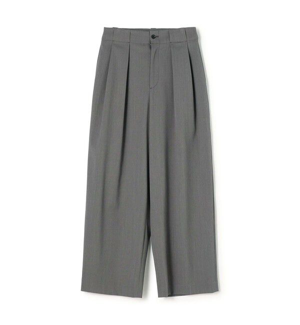 MACPHEE「ポリエステルウールギャバジン タックテーパードパンツ」|スラックス|15 グレー