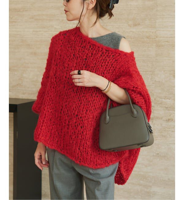 Plage「《追加予約》HAND KNIT ジャンボタム プルオーバー」|ニット・セーター|レッド