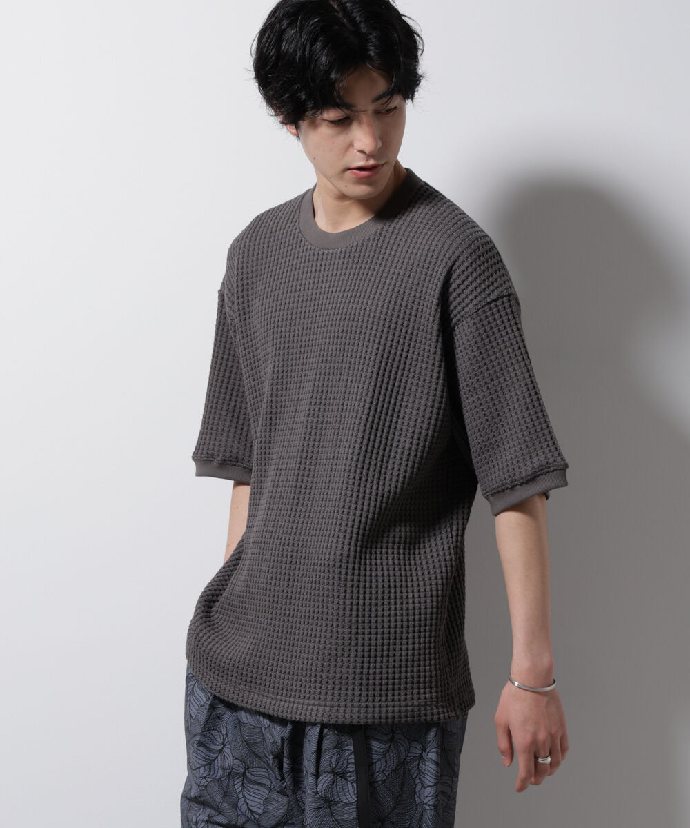 NANO universe「オニワッフルビッグTシャツ 五分袖」|Tシャツ・カットソー|スミクロ1