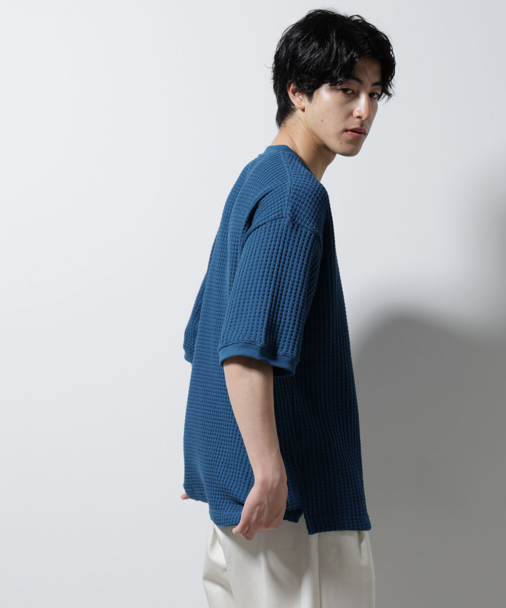 NANO universe「オニワッフルビッグTシャツ 五分袖」|Tシャツ・カットソー|