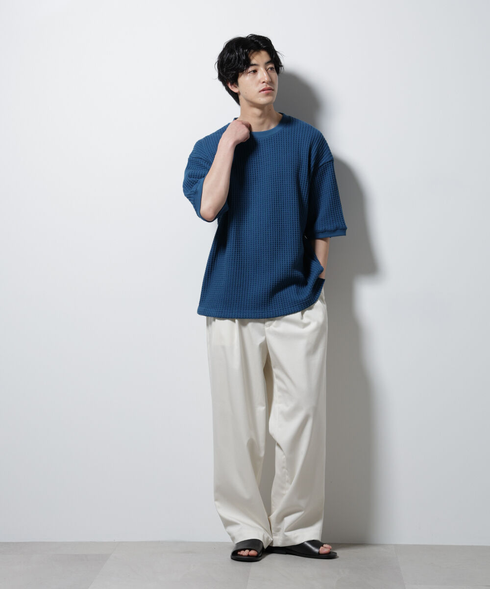 NANO universe「オニワッフルビッグTシャツ 五分袖」|Tシャツ・カットソー|