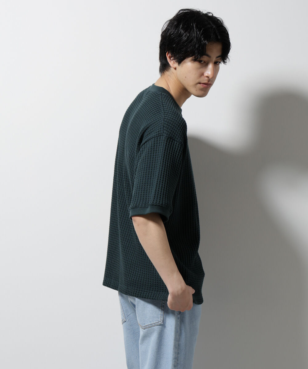 NANO universe「オニワッフルビッグTシャツ 五分袖」|Tシャツ・カットソー|