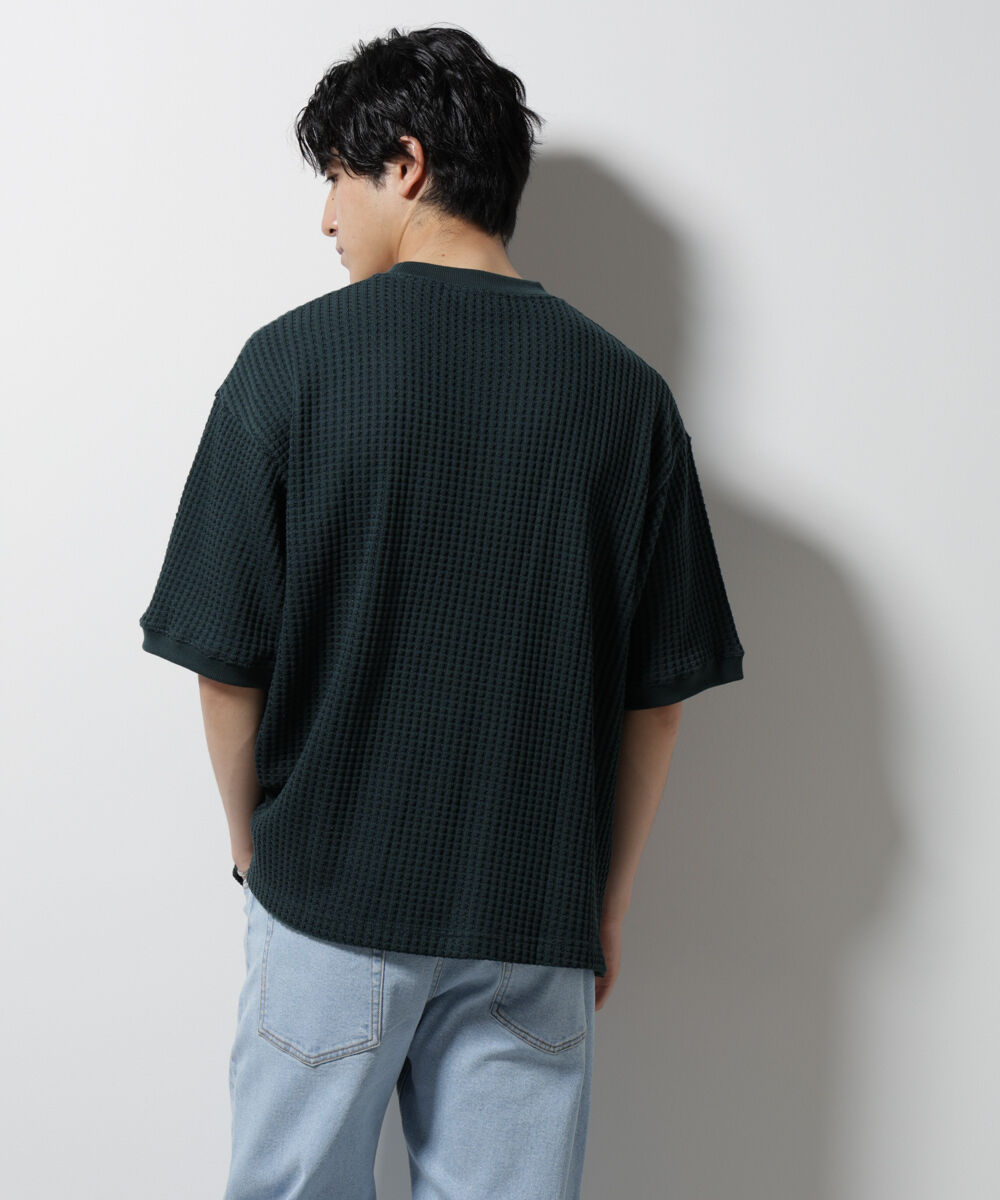 NANO universe「オニワッフルビッグTシャツ 五分袖」|Tシャツ・カットソー|