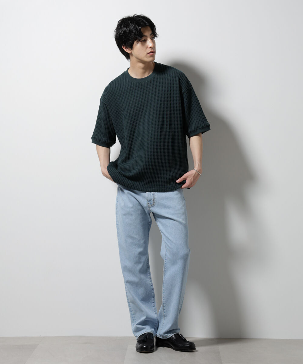 NANO universe「オニワッフルビッグTシャツ 五分袖」|Tシャツ・カットソー|